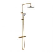 Oltens Atran 36500810 zestaw prysznicowy ścienny termostatyczny z deszczownicą złoto szczotkowane