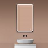 Oltens Nordlis 64117300 lustro 60x100 cm prostokątne z oświetleniem z matą grzewczą czarny