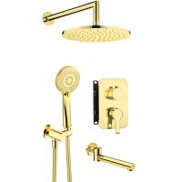 Deante Arnika BXYYZQAM zestaw wannowo-prysznicowy podtynkowy z deszczownicą złoty