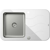 Quadron Glen HB8078SB3FBSP2O zlewozmywak szklano-stalowy 78x50 cm biały