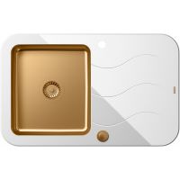 Quadron Glen HB8078SB3FC1P2O zlewozmywak szklano-stalowy 78x50 cm