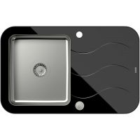 Quadron Glen HB8078SC3FBSP2O zlewozmywak szklano-stalowy 78x50 cm czarny