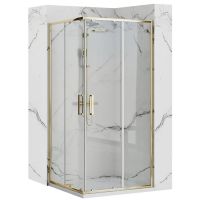 Rea Punto REAK6441 kabina prysznicowa 77.5x77.5 cm kwadratowa złoty połysk/szkło przezroczyste