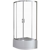 Sanplast Fris 602330036038400 kabina z brodzikiem 90x90 cm półokrągła srebrny połysk/szkło przezroczyste