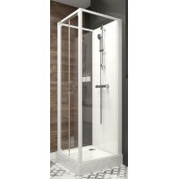 Sanplast Basic Complete 6024602420014B0 kabina z brodzikiem i zestawem prysznicowym kwadratowa 80x80 cm biały