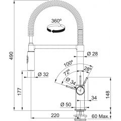 Franke Fox 1150486993 bateria kuchenna stojąca chrom