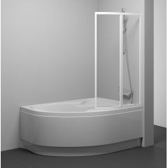 Ravak Rosa 76P70100Z1 parawan nawannowy 90 cm 2-częściowy biały połysk/szkło przezroczyste