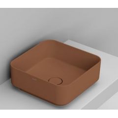 Ceramica Dolomite Noemi D311775 umywalka 40x40 cm kwadratowa nablatowa brąz/beż