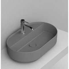 Ceramica Dolomite Noemi D312045 umywalka 65x40 cm owalna nablatowa szary/kamień