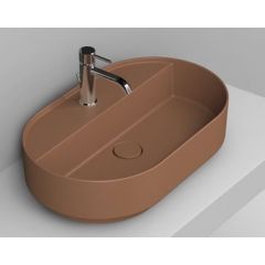 Ceramica Dolomite Noemi D312061 umywalka 65x40 cm owalna nablatowa brąz/beż