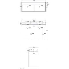 Rak Ceramics Des DESWB12101514A  umywalka 121x46 cm prostokątna ścienna-podwójna
