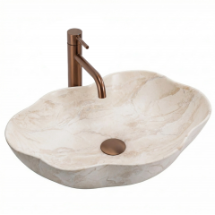 Rea Pearl REAU0619 umywalka 50.5x38 cm nablatowa brąz/beż