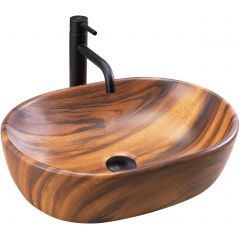 Rea Amelia REAU5060 umywalka 48x34.5 cm owalna nablatowa brąz/beż