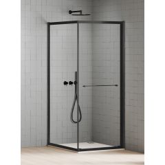 New Trendy New Varia Black K5183 kabina prysznicowa 80x80 cm kwadratowa czarny mat/szkło przezroczyste
