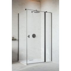 Radaway Nes Brushed GunMetal KDJ II 100320909201R drzwi prysznicowe 90 cm uchylne szczotkowany/szkło przezroczyste