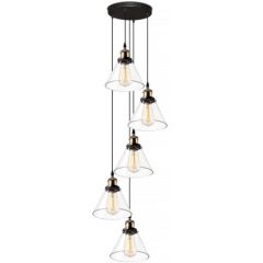 Altavola Design New York Loft LA034CO5 lampa wisząca 5x40 W mosiądz-przezroczysta