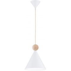 Argon Kegel 8629 lampa wisząca 1x15 W biała-drewno