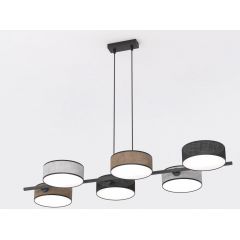 Emibig Drumz 15666 lampa wisząca 6x10 W czarna-szary/popielaty-beżowa
