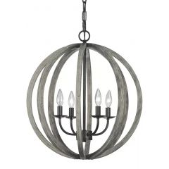 Elstead Lighting Allier FEALLIER4PWW lampa wisząca 4x60 W drewno-żelazo