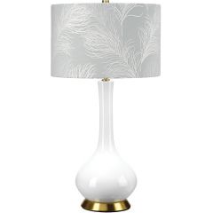 Elstead Lighting Milo MILOABTLFDEB lampa stołowa 1x60 W biała-mosiądz-niebieska
