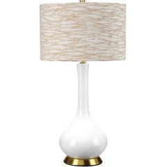 Elstead Lighting Milo MILOABTLLANT lampa stołowa 1x60 W biała-mosiądz-pomarańczowa-kremowa