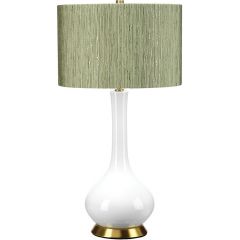 Elstead Lighting Milo MILOABTLRTH lampa stołowa 1x60 W biała-mosiądz-zielona