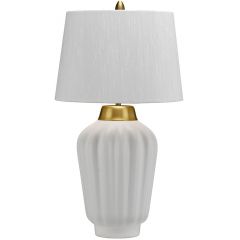 Quintiesse Bexley QNBEXLEYTLWBB lampa stołowa 1x60 W biała-mosiądz