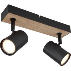 Globo Lighting Robby lampa podsufitowa 2x35W czarny mat/imitacja drewna 57911-2BW