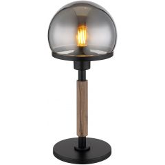 Globo Lighting Haku 21954S lampa stołowa 1x40 W czarna-przydymiona-drewno