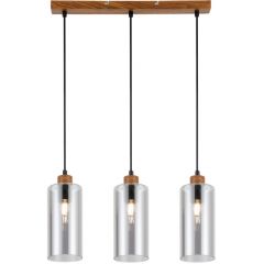 Italux Naster PND230513WO lampa wisząca 3x25 W czarna-drewno