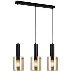 Italux Sardo PND55813BKAMB lampa wisząca 1x40 W czarna-bursztynowa