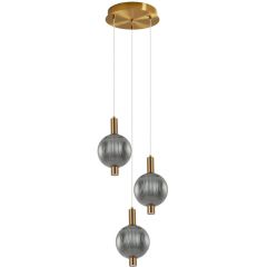 Italux Lenti PND836313BROSG lampa wisząca 3x18 W przydymiona-złota