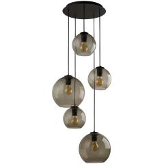 Nowodvorski Lighting Vetro 7642 lampa wisząca 5x25 W czarna-przydymiona