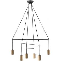 Nowodvorski Lighting Imbria 7956 lampa wisząca 6x10 W czarna-mosiądz