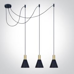 One Light Tala 63122BBBS lampa wisząca 3x10 W czarna-mosiądz