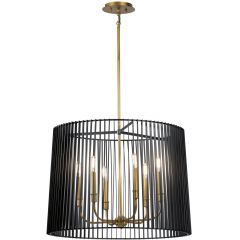 Quintiesse Linara QNLINARA6PBK lampa wisząca 6x60 W czarna-mosiądz