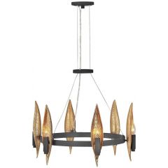 Quintiesse Willow QNWILLOW6CBK lampa wisząca 6x40 W czarna-złota