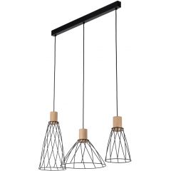 TK Lighting Modesto 10158 lampa wisząca 3x10 W czarna-drewno