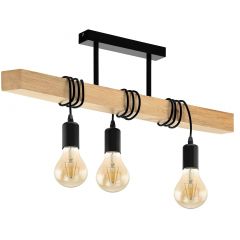 TooLight Boho OSW03242 lampa wisząca 3x60 W czarna-drewno