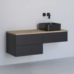 Kronenbach Cube KBWTKOWTL1213SMGH szafka z blatem 121x48.7x44.5 cm podumywalkowa wisząca czarna-dąb