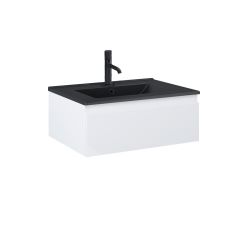 Zestaw Oltens Vernal umywalka z szafką 60 cm czarny mat/biały połysk 68005000