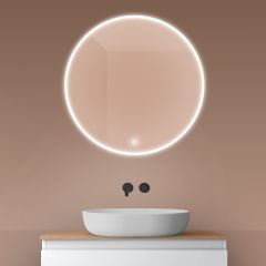 Oltens Nordlis 64101000 lustro 80x80 cm okrągłe z oświetleniem z matą grzewczą