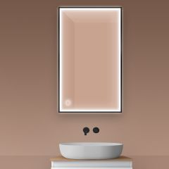 Oltens Nordlis 64106300 lustro 60x100 cm prostokątne z oświetleniem z matą grzewczą czarny
