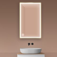 Oltens Nordlis 64106800 lustro 60x100 cm prostokątne z oświetleniem z matą grzewczą złoty