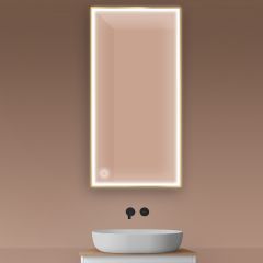 Oltens Nordlis 64107800 lustro 60x120 cm prostokątne z oświetleniem z matą grzewczą złoty