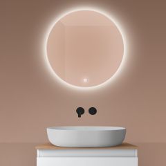 Oltens Nordlis 64108000 lustro 60x60 cm okrągłe z oświetleniem z matą grzewczą