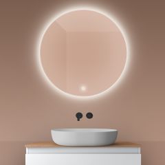 Oltens Nordlis 64109000 lustro 80x80 cm okrągłe z oświetleniem z matą grzewczą