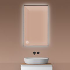 Oltens Nordlis 64111300 lustro 60x100 cm prostokątne z oświetleniem z matą grzewczą czarny