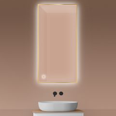 Oltens Nordlis 64112800 lustro 60x120 cm prostokątne z oświetleniem z matą grzewczą złoty