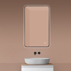 Oltens Nordlis 64120300 lustro 60x100 cm prostokątne z oświetleniem z matą grzewczą czarny